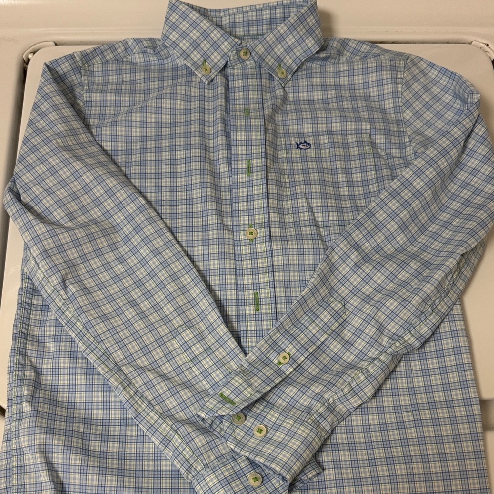 Southern Tide Light Blue Plaid Button Down Shirt